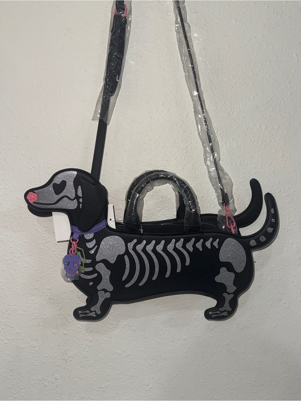 Black Dachshund Skeleton Crossbody Bag - Pets Dog Accessory